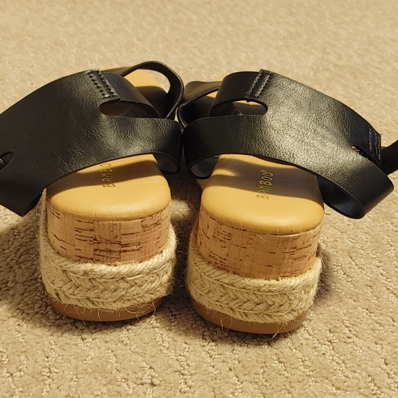 Bamboo Open Toe Cork Espadrille Flatform Sandal - Picture 11 of 13